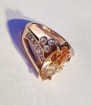 Anillo Oro Rosa Cristal Marquise Ámbar