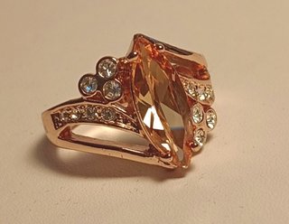 Anillo Oro Rosa Cristal Marquise Ámbar