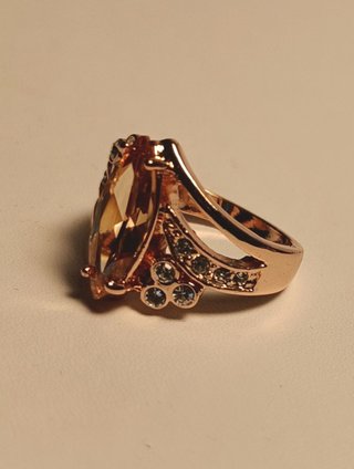 Anillo Oro Rosa Cristal Marquise Ámbar