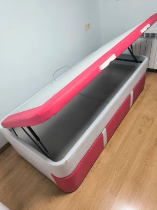 Cama nido canapé polipiel blanco/rosa