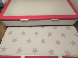 Cama nido canapé polipiel blanco/rosa
