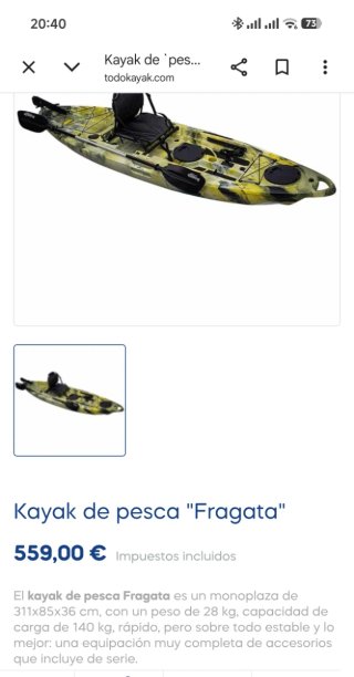 Kayak pesca Fragata con silla y timón