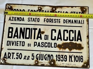 Targa Smaltata Bandita di Caccia 1939 Originale