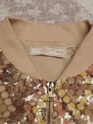Bomber lentejuelas oro y rosa