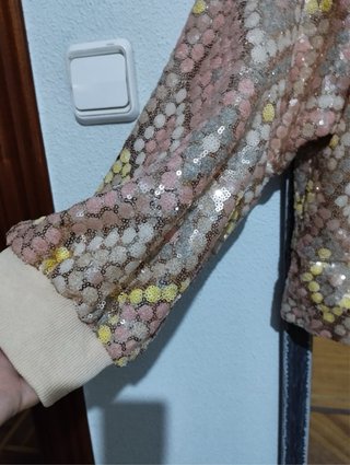 Bomber lentejuelas oro y rosa