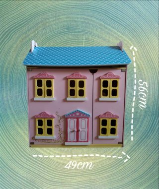 Casa de muñecas de madera rosa