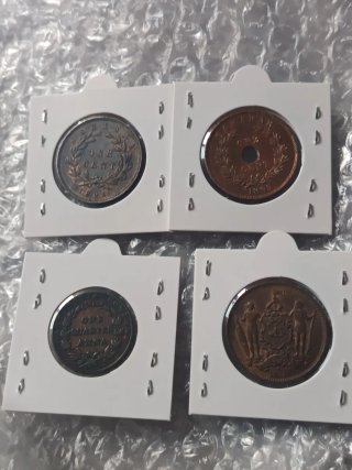 Lote 4 Monedas Antiguas Borneo y Sarawak