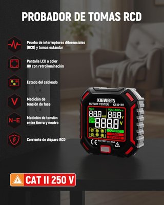 KAIWEETS KT401TE Comprobador Enchufes RCD