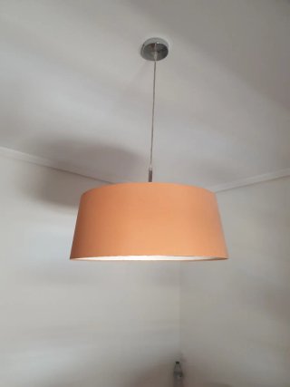 Lámpara colgante naranja tela y metal