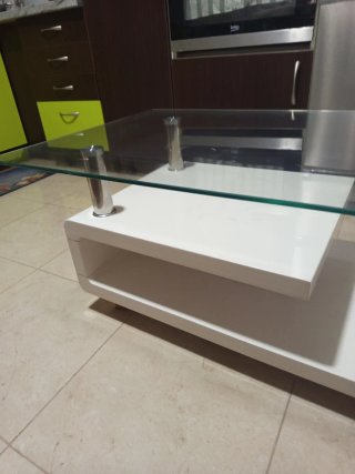 Mesa de centro cristal y madera