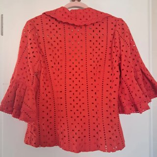 Blusa flamenca tela perforada roja