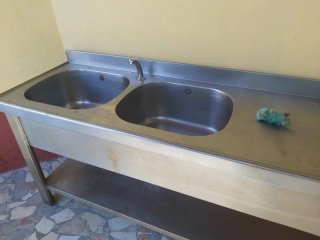 Fregadero industrial doble seno