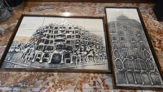 2 Cuadros Cerámica Gaudí Edificio