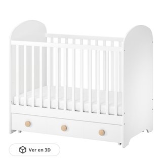 Cuna bebé IKEA sin cajón y colchón viscoelástico
