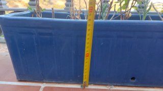 Jardinera cerámica esmaltada azul