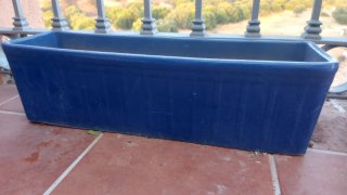Jardinera cerámica esmaltada azul