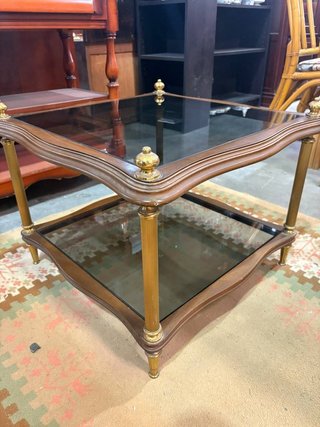 MESITA AUXILIAR MADERA Y CRISTAL