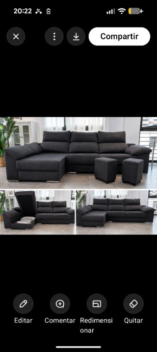 Sofá Chaise Longue Gris Oscuro