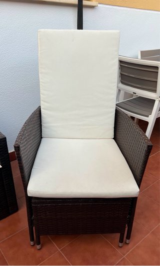 Conjunto Muebles Exterior ratán Marrón y Crema