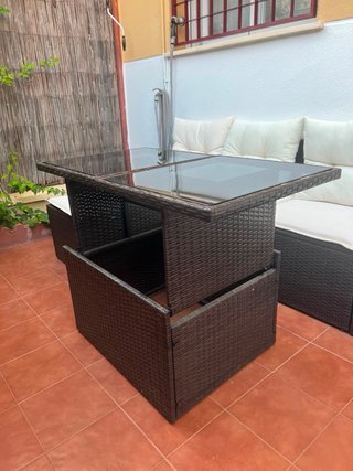 Conjunto Muebles Exterior ratán Marrón y Crema