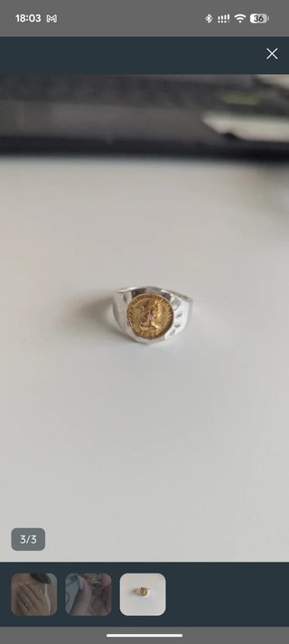 Anillo Sello Plata Baño Oro
