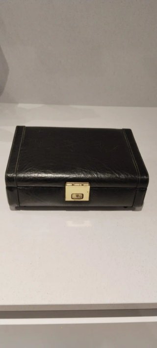 Joyero Vintage Polipiel Negra con Llave