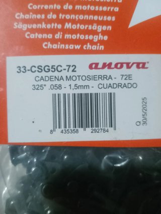 Espada y 3 Cadenas Motosierra Anova 325 72E