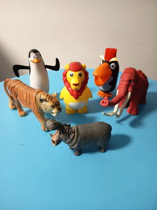 Set 6 figuras animales: mamut, hipopótamo, tigre,