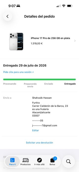 iPhone 17 Pro 256GB Plata