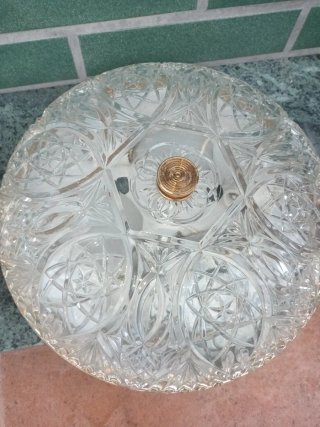 2 Plafones anttiguos de techo cristal y metal dora