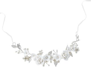 Tocado Novia Plata Flores Vid Cristales