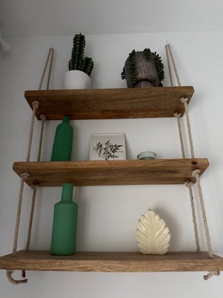 Estantería Colgante Madera y Cuerda