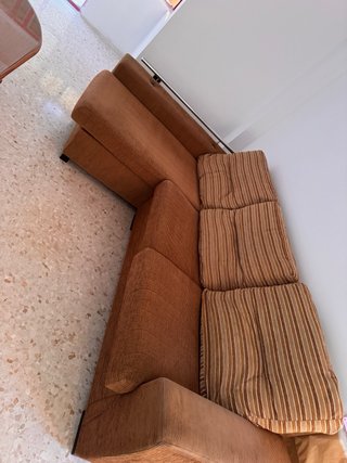 Sofá chaise longue marrón tela