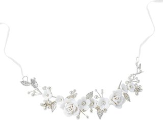 Tocado Novia Plata Flores Vid Cristales