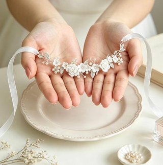 Tocado Novia Plata Flores Vid Cristales