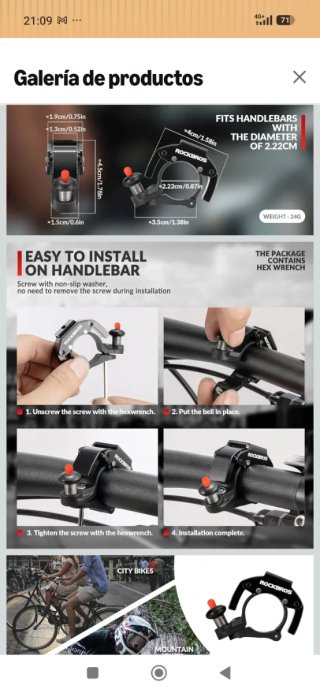 Timbre Bicicleta ROCKBROS Mini Campana nuevo