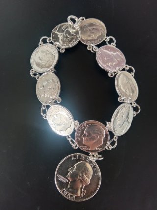 Pulsera Vintage Plata Monedas