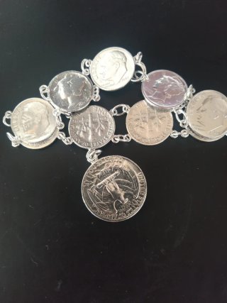 Pulsera Vintage Plata Monedas