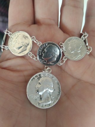 Pulsera Vintage Plata Monedas
