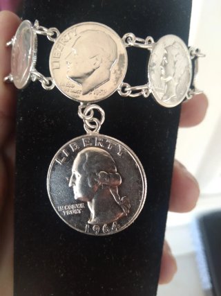 Pulsera Vintage Plata Monedas