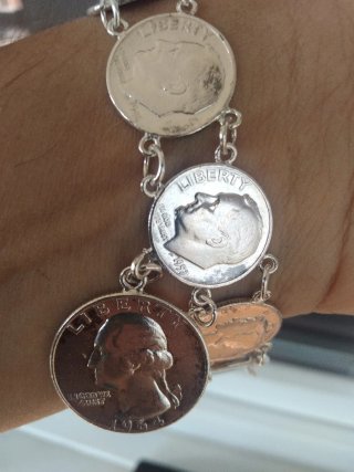 Pulsera Vintage Plata Monedas