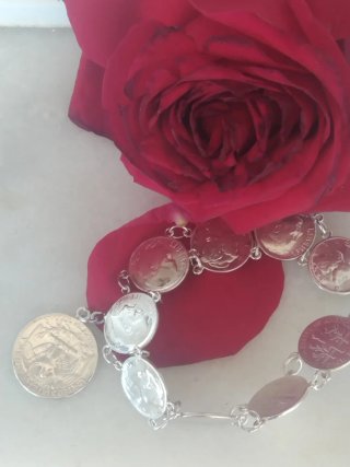 Pulsera Vintage Plata Monedas