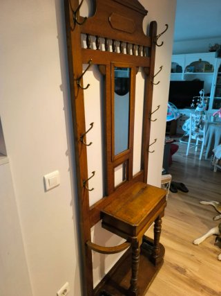 Mueble recibidor madera con espejo