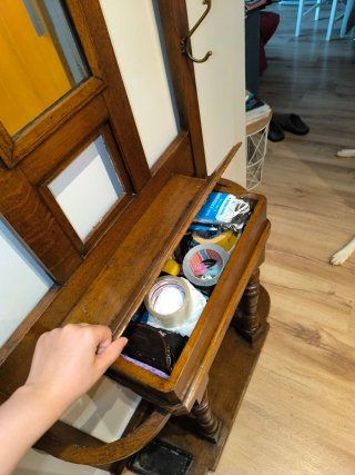 Mueble recibidor madera con espejo