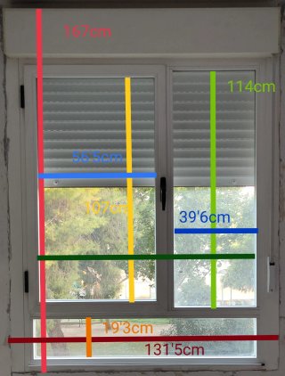 Ventana aluminio con cajón y persianas