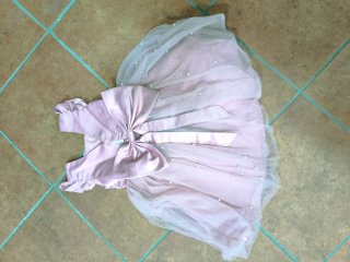 Vestido fiesta niña rosa perlas