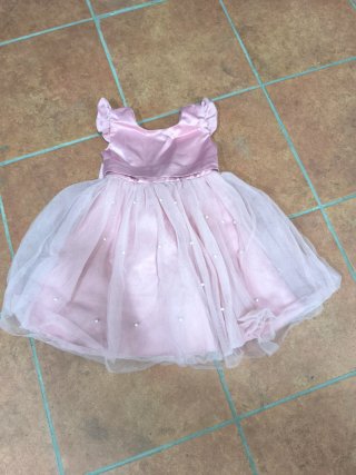 Vestido fiesta niña rosa perlas