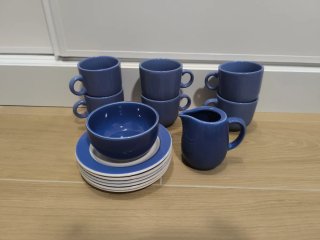 Juego de café de porcelana azul y blanco