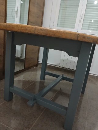 Mesa comedor ovalada rústica madera