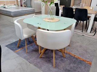 Mesa comedor cristal y 4 sillas ergonómicas